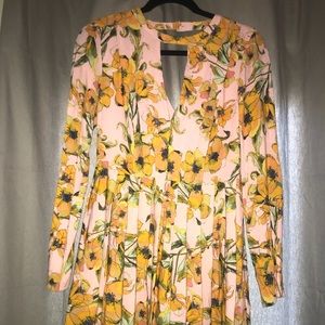 Floral long sleeve free people dress size 2